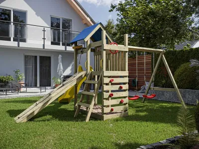 Spielturm Hefty KDI inkl. Doppelschaukel inkl. Rutsche gelb + Sitze rot Produktbild #2
