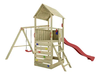 Spielturm Big Monkey KDI inkl. Rutsche rot Produktbild #3