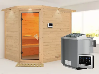 Sauna Massivholzsauna Tanami mit Dachkranz, inkl. 9 kW Bio-Kombiofen ext. Steuerung Produktbild #5
