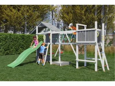 Spielturm Smart 4 Bridge grau/weiß inkl. Rutsche grün Produktbild #2