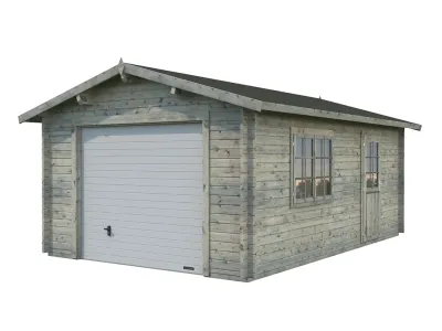 Garage Roger 19,0 m² mit Sektionaltor 44 mm grau tauchimprägniert Produktbild #1