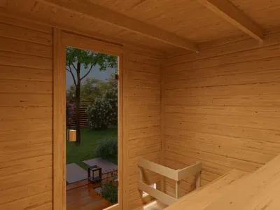 Gartensauna Lenchen 3 terragrau mit bronzierter Ganzglastür Produktbild #3