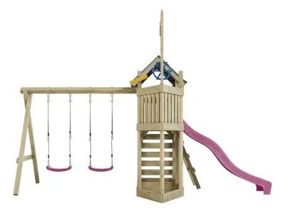 Spielturm Pirat Captain Snappy KDI mit Doppelschaukel inkl. Rutsche pink + Sitze pink Produktbild #3