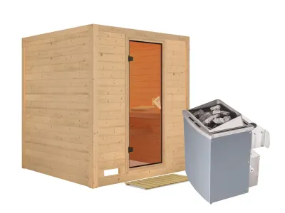 Massivholzsauna Mojave bronzierte Ganzglastür, inkl. 9 kW Ofen integr. Steuerung Produktbild #7