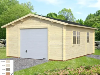 Garage Roger 23,9 m² mit Sektionaltor 44 mm braun tauchimprägniert Produktbild #1