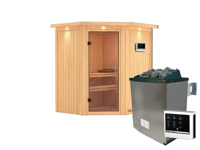 Sauna Systemsauna Taurin mit Dachkranz, inkl. 9 kW Ofen mit externer Steuerung Produktbild #2