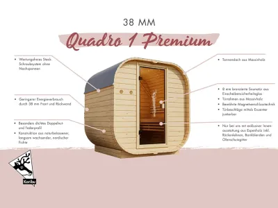 Fasssauna 38 mm Quadro 1 Premium Produktbild #14