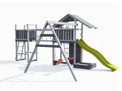 Spielturm Smart 2 Bridge grau-weiß inkl. Rutsche gelb Produktbild #6