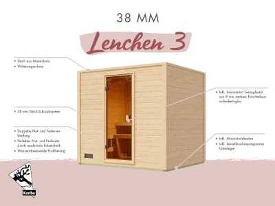 Gartensauna Lenchen 3 natur SPARSET mit 9 kW Ofen und ext. Steuerung Produktbild #4