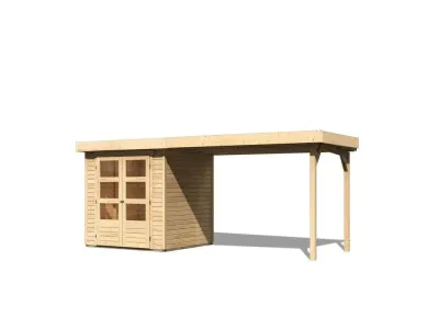 Gartenhaus SET Askola 2 19 mm naturbelassen, inkl. 2,8 m Anbaudach Produktbild #2