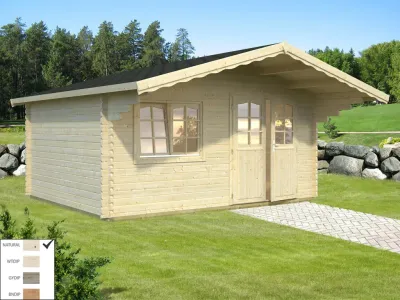 Gartenhaus Blockbohlenhaus Sally 15,5 m² 44 mm naturbelassen Produktbild #1