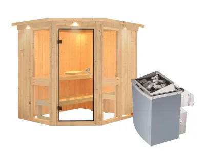 Sauna Systemsauna Amelia 1 mit Dachkranz, inkl. 9 kW Saunaofen integr. Steuerung Produktbild #7