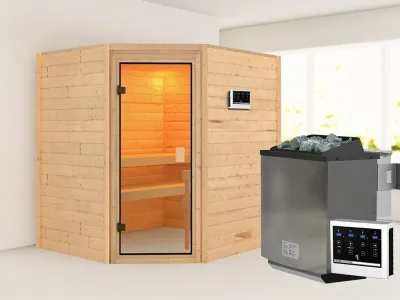 Sauna Elea mit bronzierter Glastür + 9 kW Bio-Kombiofen ext. Strg. Produktbild #14