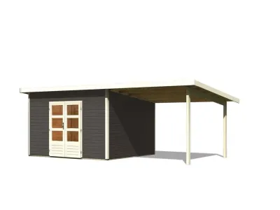 Gartenhaus SET Northeim 5 - Terragrau , inkl. 3,3 m Anbaudach Produktbild #5