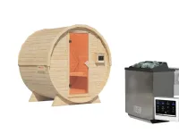Fasssauna 1 SET 9kW Bio-Ofen und ext. Strg. naturbelassen Produktbild #4