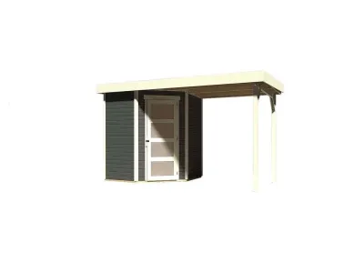 Gartenhaus SET Schwandorf 3 19 mm terragrau, inkl. 2,4 m Anbaudach Produktbild #4