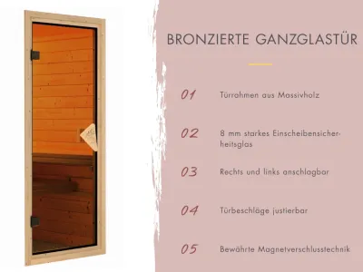 Sauna Systemsauna Sari inkl. bronzierter Ganzglastür Produktbild #6