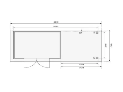Gartenhaus SET Askola 4 19 mm naturbelassen, inkl. 2,4 m Anbaudach + Rückwand Produktbild #2