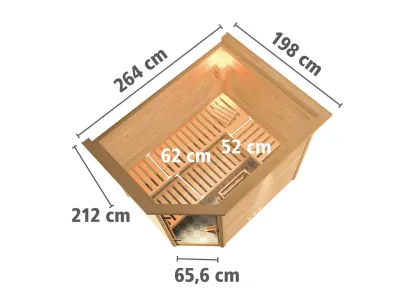 Sauna Massivholzsauna Tanami mit Dachkranz , inkl. 9 kW Saunaofen integr. Steuerung Produktbild #2