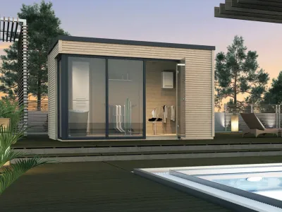 Gartenhaus Designhaus Cubilis Gr. 2 45 mm naturbelassen Produktbild #1