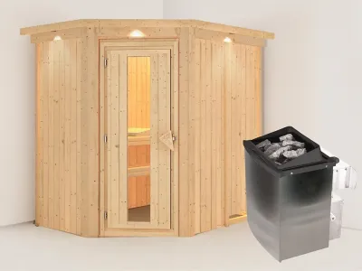 Sauna Systemsauna Carin mit Dachkranz, inkl. 9 kW Ofen mit integrierter Steuerung Produktbild #13