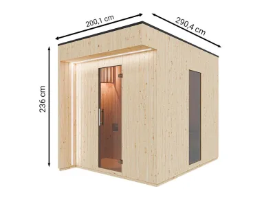 Gartensauna Musta 2 - 72mm  mit Glastür, naturbelassen Produktbild #11