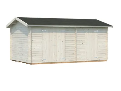 Gerätehaus Blockbohlenhaus Jari 14,5 m² 28 mm transparent tauchimprägniert Produktbild #1