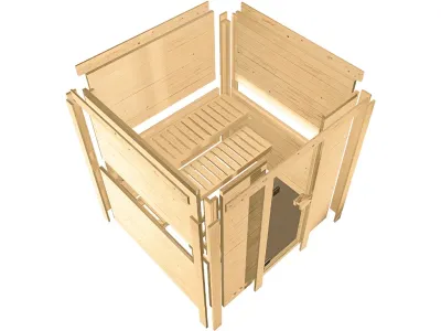 Massivholzsauna Premiumsauna 38 mm Betty SPARSET inkl. 9 kW Bio-Kombiofen und ext. Steuerung Produktbild #3