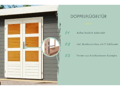 Gartenhaus Glücksberg 5 19 mm terragrau inkl. 190 cm Anbaudach Produktbild #4