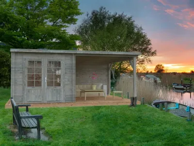 Gartenhaus Blockbohlenhaus Ella 6,9+8,2 m² 28 mm grau tauchimprägniert Produktbild #1