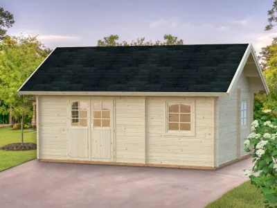 Ferienhaus Blockbohlenhaus Sandra 29,9 m² 44 mm naturbelassen Produktbild #1