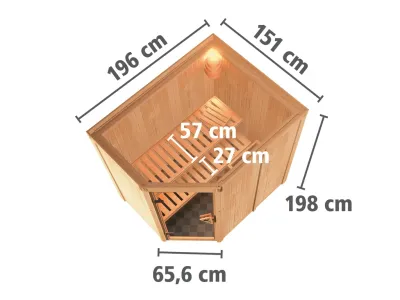 Sauna Systemsauna Saja graphit Ganzglastür + Plug & Play Saunaofen mit externer Steuerung Produktbild #3