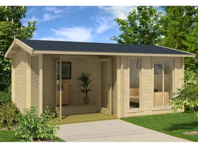Gartenhaus Blockbohlenhaus Brighton 44 mm naturbelassen Produktbild #3