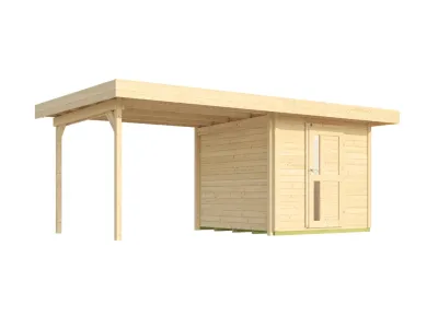 Gartenhaus Designhaus 172 B Gr. 2 28 mm natur inkl. Anbau 2,95 m Produktbild #2