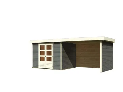 Gartenhaus SET Askola 5 19 mm terragrau, inkl. 2,8 m Anbaudach + Seiten- und Rückwand Produktbild #2