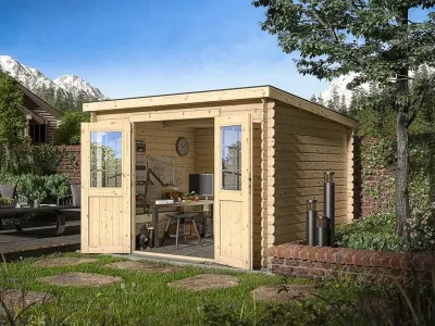 Gartenhaus Blockbohlenhaus CA2974 28 mm naturbelassen Produktbild #1