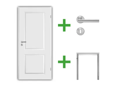 Türenset Elegance 02 Weißlack RAL 9003 - Türblatt, Zarge, Drückergarnitur Produktbild #2