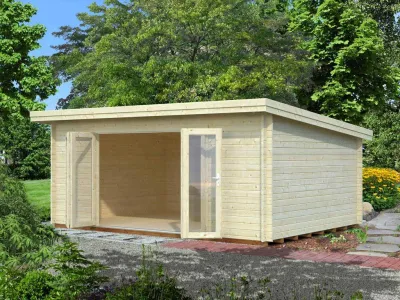 Gartenhaus Blockbohlenhaus Lea 19,4 m² 44 mm naturbelassen Produktbild #1