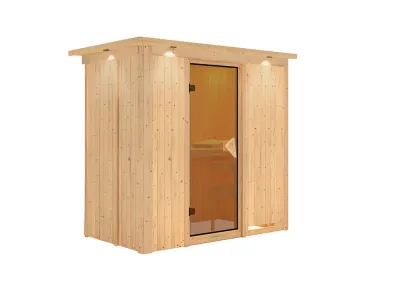 Systemsauna Variado mit Dachkranz, bronzierte Ganzglastür Produktbild #5