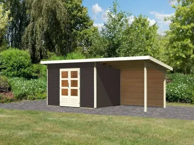 Gartenhaus SET Northeim 4 - Terragrau, inkl. 3,3 m Anbaudach + Rückwand Produktbild #6