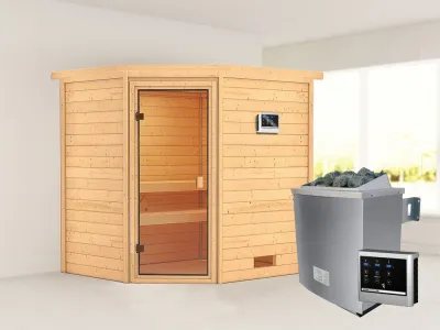 Sauna Elea mit bronzierter Glastür + 9 kW Saunaofen ext. Strg. Produktbild #2