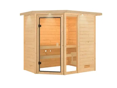 Sauna Jada mit bronzierter Glastür und Dachkranz Produktbild #3