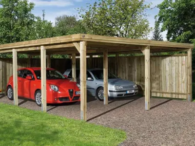 Flachdach-Doppelcarport 618 Gr. 3 mit Trapezblech Produktbild #1