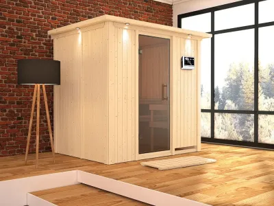 Sauna Systemsauna Bodin mit Dachkranz, inkl. 9 kW Bio-Ofen mit externer Steuerung Produktbild #1