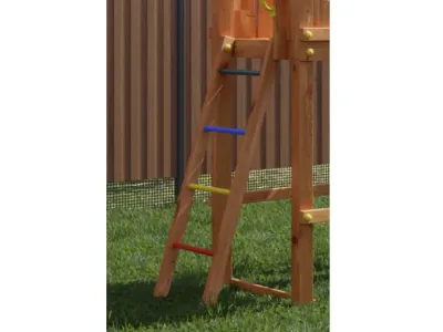 Spielturm Smart 2 Bridge teakfarben inkl. Rutsche grün Produktbild #14