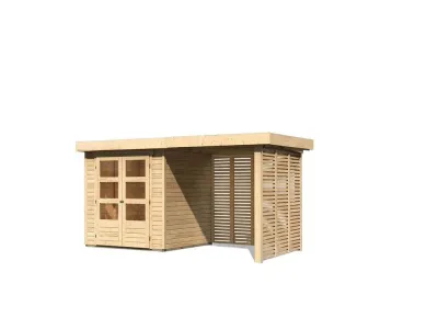 Gartenhaus SET Askola 2 19 mm naturbelassen, inkl. 2,4 m Anbaudach + Lamellenwänden Produktbild #6