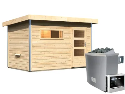 Saunahaus Skrollan 1 mit Klarglastür & Vorraum, inkl. 9 kW Saunaofen mit externer Steuerung Produktbild #6