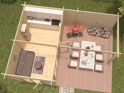Gartenhaus Blockbohlenhaus Quinn 44 mm naturbelassen Produktbild #5