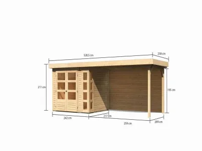 Gartenhaus SET Kerko 3 19 mm naturbelassen, inkl. 2,8 m Anbaudach + Rückwand Produktbild #7
