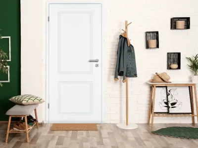 Zimmertür C2 Weißlack RAL 9010 Röhrenspankern, Karnies-Verzierung, Buntbart-Schloss Produktbild #6